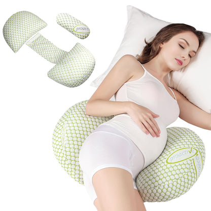 Cojín de maternidad ergonómico para embarazada con piezas modulares y ejemplos de uso